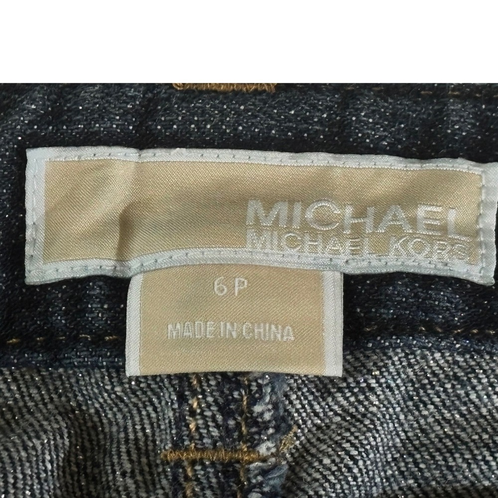 Michael Kors Womens Sparkle Shimmer Flare Jeans Dark Wash Blue Size 6P - Picture 10 of 12